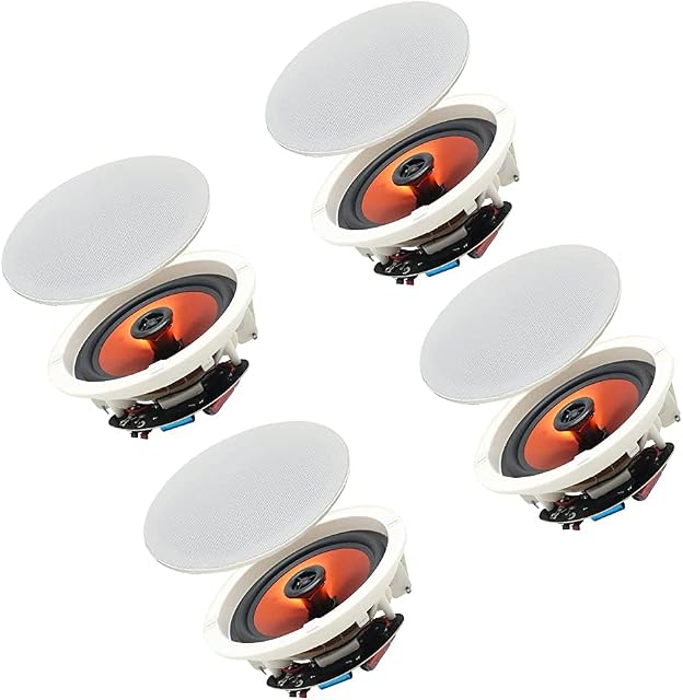 Herdio 6.5" 4 PCS 600 Watts Ceiling Speakers Home recessed Compatible with Bluetooth Speaker System perfect for, Kitchen,Bedroom,Bathroom,Covered Patio