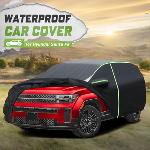 Image of Mixsuper Liner Car Cover for Hyundai Santa Fe 2006-2012 & 2013-2026 (Not for Santa Fe XL), 7 Layers Waterproof All Weather SUV Cover with Driver Side Zipper Door