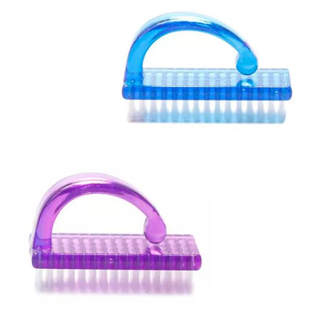 calitate24 nail brush for cleaning fingernails manicure pedicure brush set for men & women soft nylon bristle long plastic handle multicolor (pack of 2)