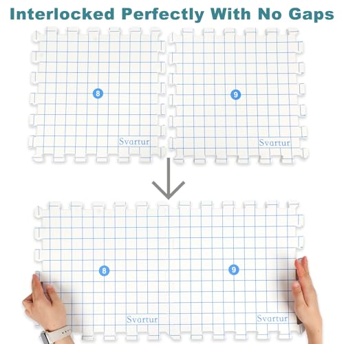 Svartur Interlocking Blocking Mat for Knitting and Crochet Projects, 9 Pack Knitting Blocking Mats with Pins, Crochet Blocking Board for Crocheting, Knitting Mat with Grid Line, Storage Bag - Thumbnail 2