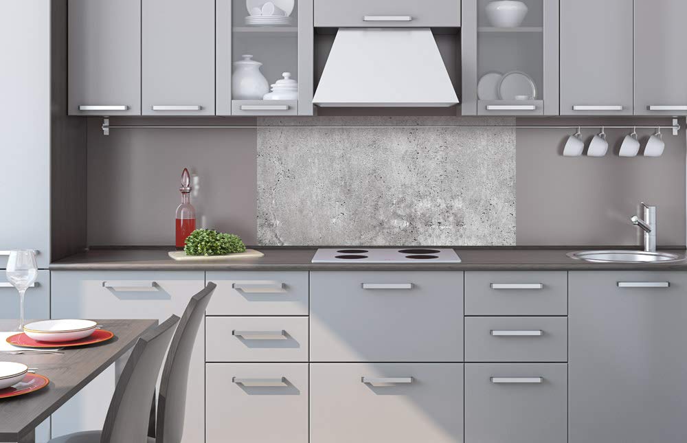 Pannello da cucina composto da cemento II 80 x 40 cm | paraspruzzi cucina per lavello | Qualità premium in alluminio Dibond, spessore 3 mm – Made in EU | colla inclusa