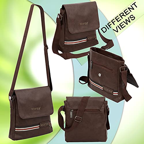 Image of Storite Stylish Small PU Leather Sling Cross Body Travel Office Messenger One Side Shoulder Bag With Adjustable Strap for Men & Women