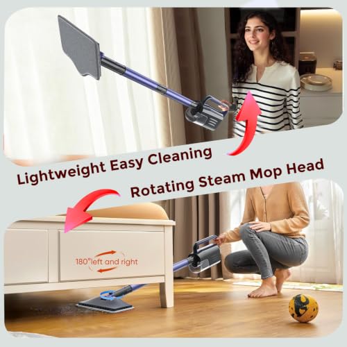 SQKMYSU 6-in-1 Steam Mop with Detachable Handheld Steamer Professional Steam Mop for Floor Cleaning, Sanitizing Steam Cleaner with Hot Vapor Technology purple by SQKMYSU - Image 7