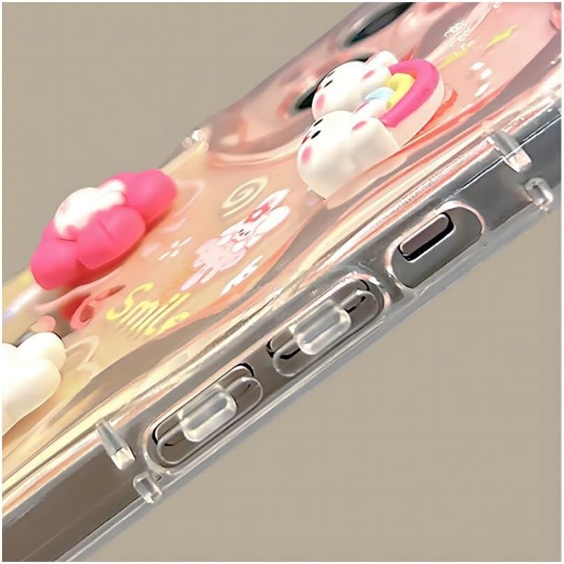 Designed for iPhone Case,Cute Rainbow Rabbit Duck Kawaii Cartoon Animal Wristband Strap Bracelet Chain Soft Shockproof Cover Phone Case (Pink,iPhone 16 Pro Max) - Image 4