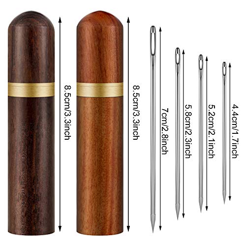WILLBOND 24 Pcs Self Threading Sewing Needles Sets Large Gauge Needle Hand Sewing Needle Embroidery Needles with Wooden Case for Knitting Mending DIY Handsewing Art Crafts - Image 3