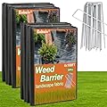 Rohuis 4ft x 100ft Weed Barrier Landscape Fabric, Heavy Duty Woven Ground Cover for Garden, Weed Control Mat for Gardening Driveway Landscaping, Weed Blocker Cloth with 20 U-Shaped Securing Pegs