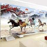 ROHSE DIY Acht Pferde Kreuzstich, Pflaume Landschaftsmalerei Vollstickerei Cross-Stitch, Wall Home Decro Kreuzstich (Size : 11CT 149X65CM Silk)