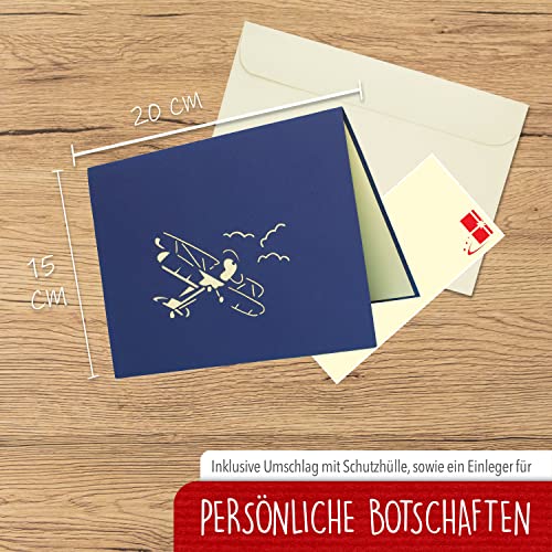 Linpopup®, Lin17512, Pop Up Cards 3D Cards Greeting Cards, Birthday Cards Greeting Cards Driver's License Pilot Airplane, Biplane, N146 #TOP1
