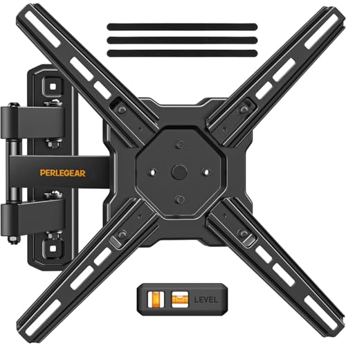 Perlegear Full Motion TV Wall Mount for Most 26–50 Inch TVs, Max VESA 300 x 300mm, TV Monitor Wall Mount Bracket with Rotation, Swivel, Tilt, Extension and Leveling Adjustment, Holds up to 55 lbs by Perlegear - Used condition - US$13.99