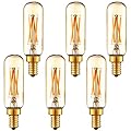 LiteHistory Dimmable T6 led Bulb 40W Candelabra led 2200K Amber 250lm 4W e12 T25 led Bulb 6Pack