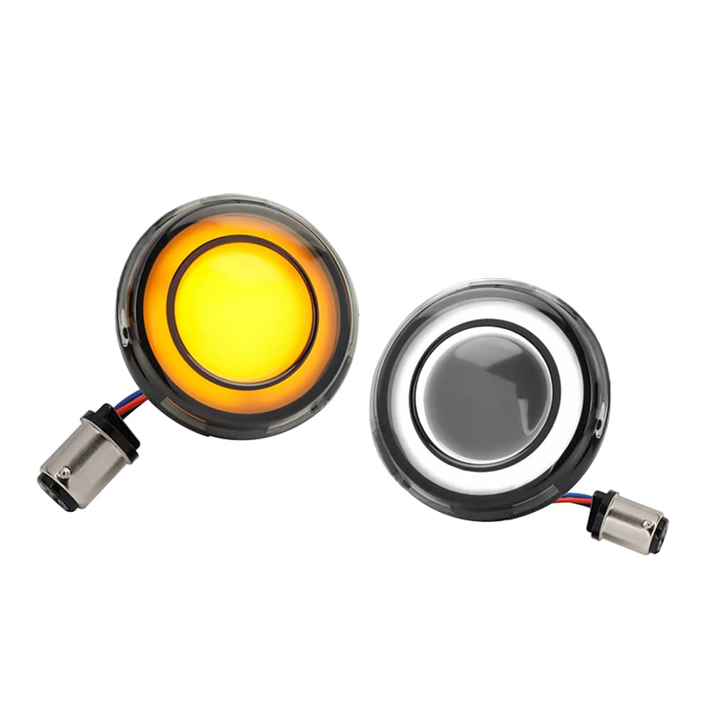 Baceyong 2 x przednie kierunkowskazy LED, wodoodporność IP65, kompatybilne z modelami Ha-rley, osłona dymu, żółte światło + biała przysłona światła