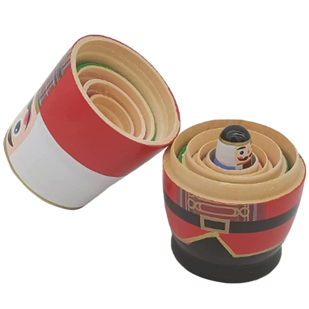 MAGICLULU 5 Stück Weihnachts-Russische Puppen Nusssoldat Matroschka Holz S.