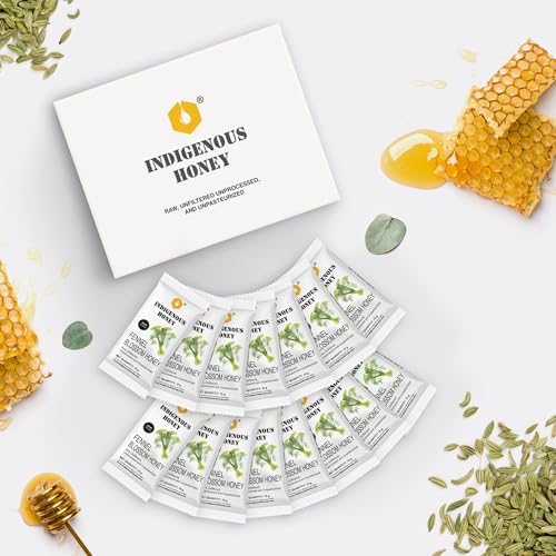 Image of INDIGENOUS HONEY Raw Fennel Honey Pure Organic Natural Unprocessed Added Sugar Free NMR Tested Unpasteurized Unheated 15 Travel Sachets 15g Each Total 225g