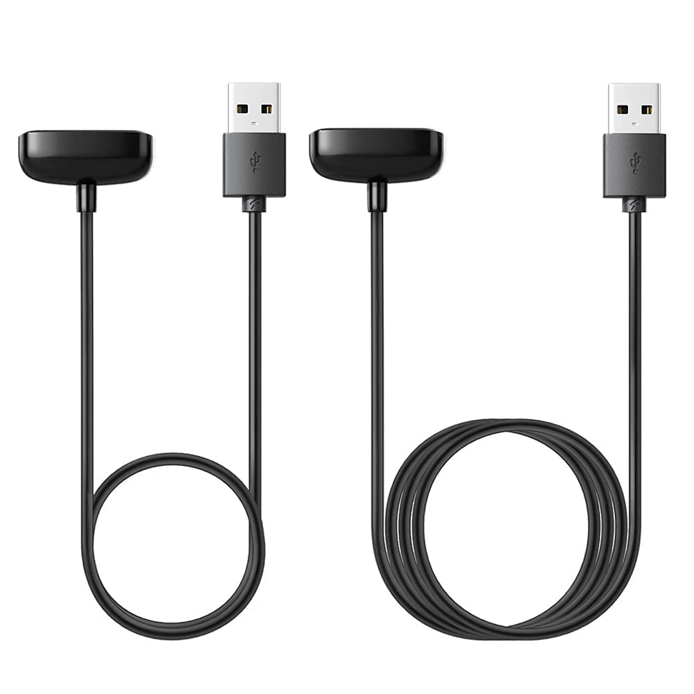 TUCANA Charge Cable Compatible for Fitbit Charge6/Charge5/Luxe, Smartwatch Replacement USB Charging Dock Stand for Charge 6, Charge5, Luxe, 1.6FT+3.3FT Pack of 2