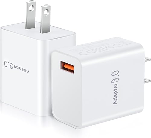 OKRAY - Bloque de cargador USB, paquete de 2 adaptadores de carga rápida 3.0 de 18 W, bloques de carga rápida, cargador de pared USB-A, ladrillo de