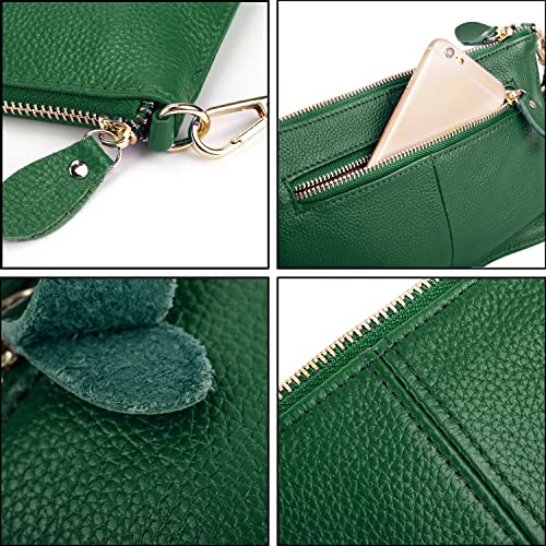 Image of YALUXE Genuine Leather Wristlet Handbags Purses Cell Phone Pocket Clutch Wallet Crossbody Bags for Women