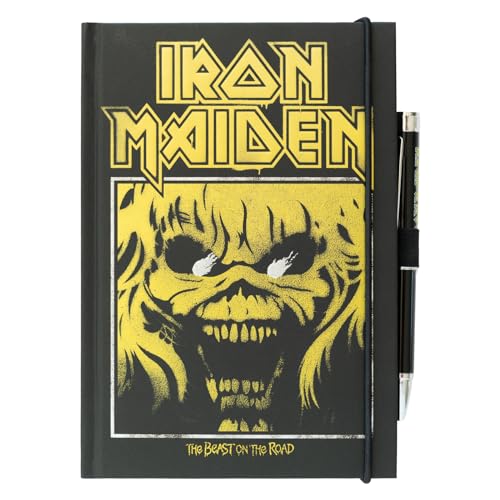 Grupo Erik Cuaderno Iron Maiden con bolígrafo proyector, Cuaderno A5, Cuaderno hojas blancas, Cuaderno punteado, Libreta A5 hojas blancas, Cuaderno notas, Bloc de notas A5, Bullet journal