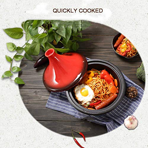 Thickened Cast Iron Tagine Pot, with Gloves Potholder, for Different Cooking Styles and Temperature Settings, Enameled Tajine, Oven Safe Dish Clay / 27cm with Thermal Board/Green