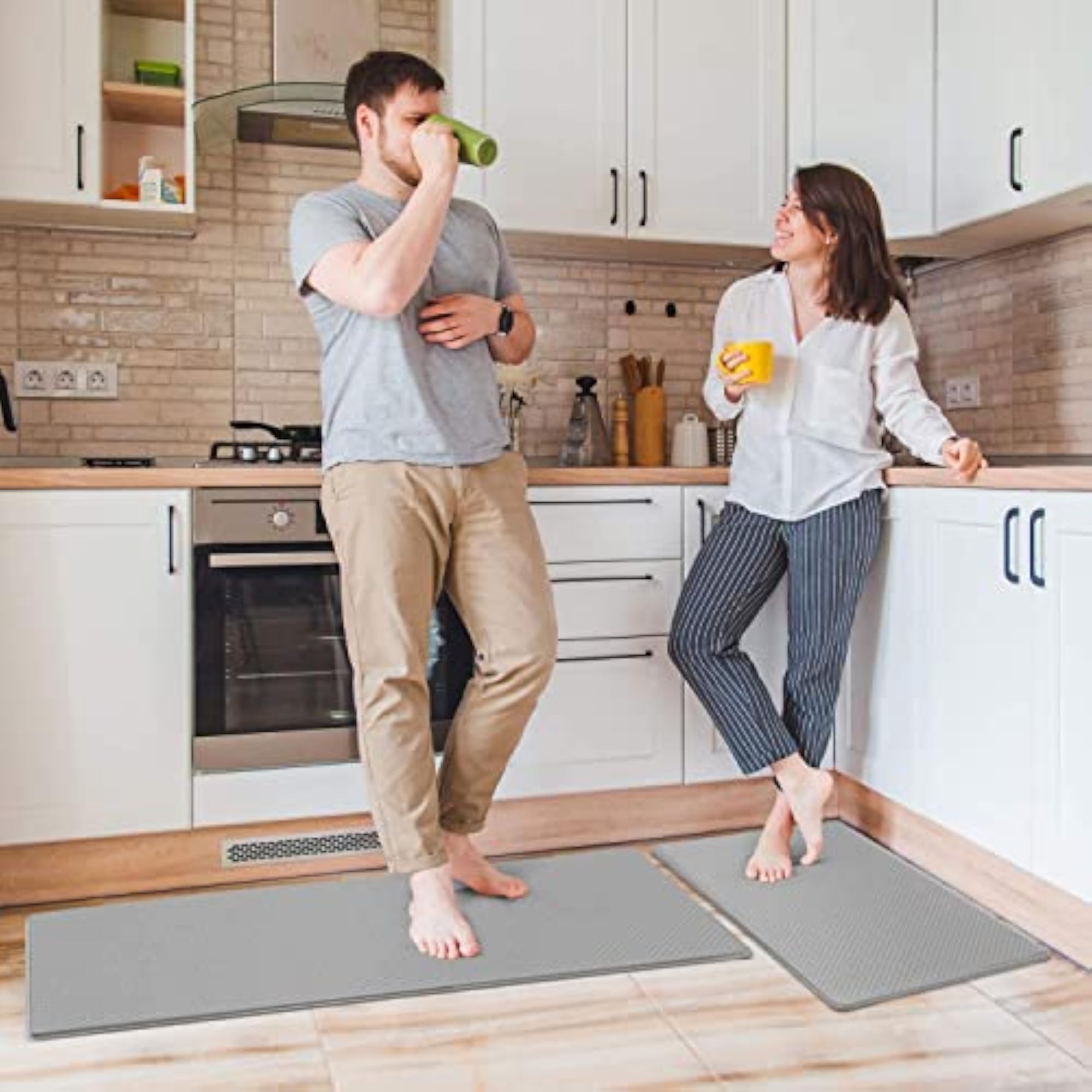 2 Pcs Waterproof Memory Foam Kitchen Rugs, Comfort Mats