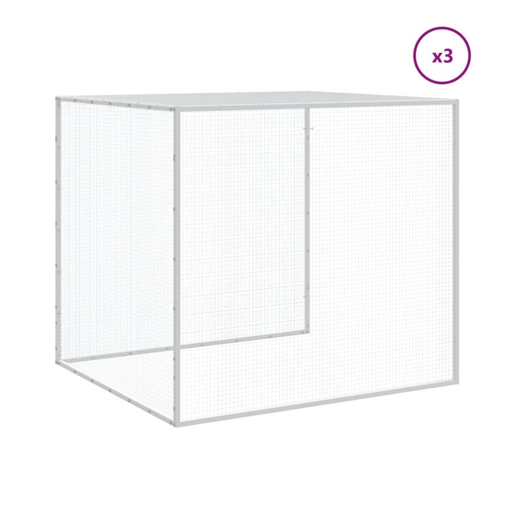 ARKEM Gabbia Polli Tetto Grigio Chiaro 403x98x90 cm Acciaio Zincato,Recinto per Cani da Giardino, Gabbia per Conigli, Recinto per Animali Domestici, Gatti, Cuccioli, Porte con Chiavistello e Parasole,