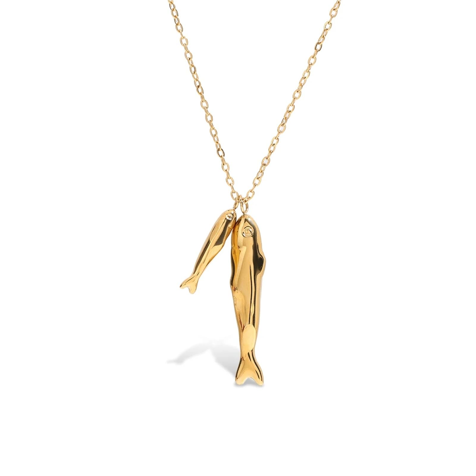 Collier avec pendentif en métal et poisson porte-bonheur, bijoux en acier inoxydable, accessoires exquis, cadeau, 1 pièce