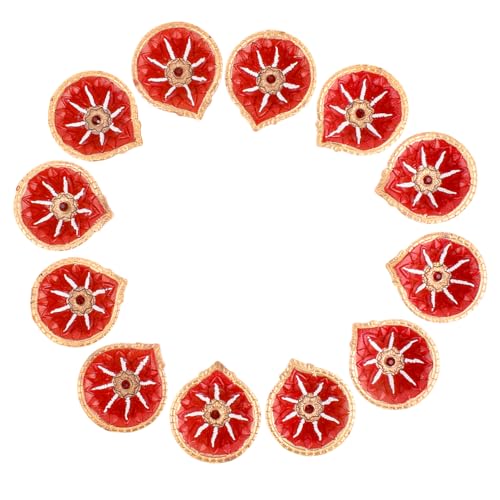SATVIK 12 Pc Multicolor Handmade Clay Diyas – Traditional Terracotta