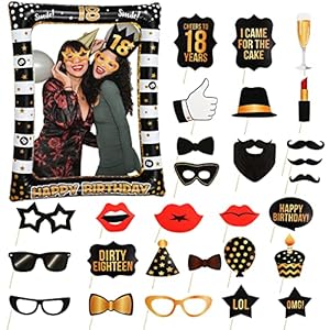 18 Geburtstag Deko,35 Stück Geburtstag Foto Requisiten,Party Zubehör für 18 Geburtstag Mädchen und Junge,Birthday…