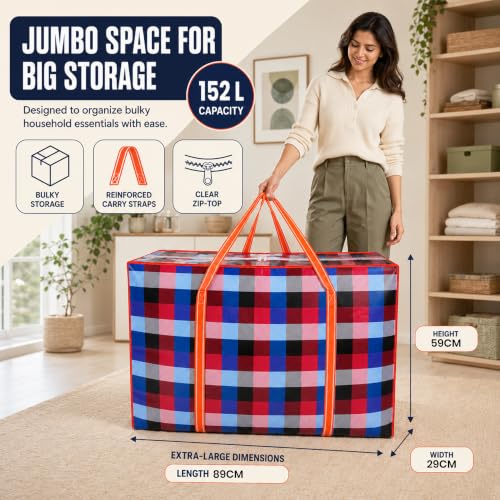 Image of Storite 4 Pack 152L Printed Plastic Heavy Duty Jumbo Underbed Storage Bag