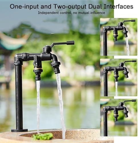 Outdoor Garden Water Column, Brass Faucets, Water Column with Double Tap, Antifreeze and Sun-Resistant, Independent Switch,Suitable for Irrigation and Flushing(42x19cm/1