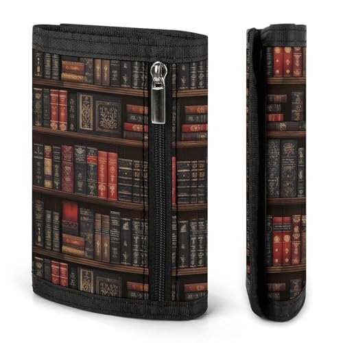 Vintage Bookshelf A Print Wallet for Men, 8 Credit Card Holder Slim Minimalist Front Pocket Small Mens Bifold Wallets2