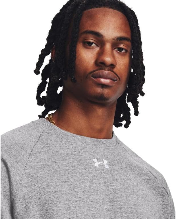 Under Armour Men's Rival Fleece Crew, (025) Castlerock Light Heather / / White, Large Tall - Image 3