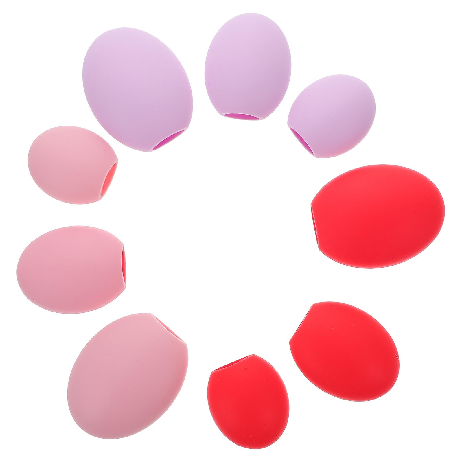 Fundas para Brochas de Maquillaje de Silicona Set de 9 Unidades Rosa Rojo y Morado Protectores Antipolvo para Brochas Cosméticas Ideales para Viajes y Uso Diario