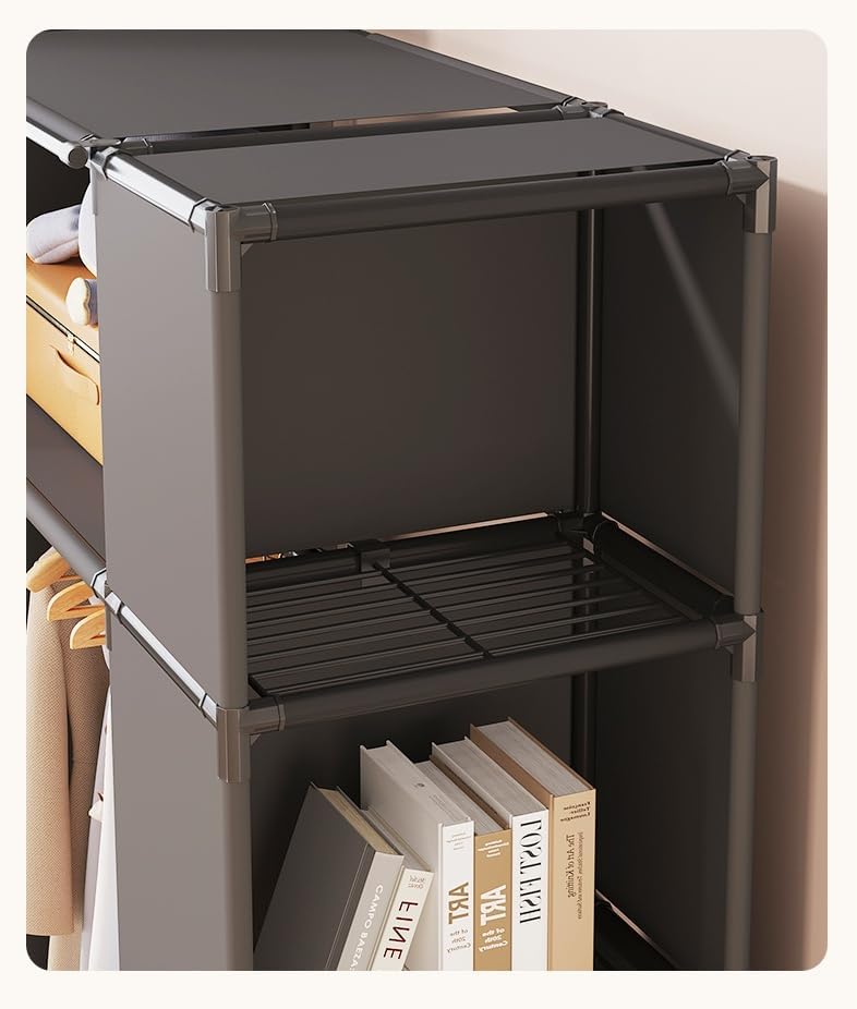 ワードローブ 布製 コンパクト 大容量 衣類収納 クローゼット 防塵・防水・防汚 スリム カーテン扉付き 組み立て式 省スペース ハ