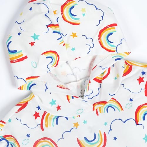 Baby Girl Rainbow Hoodie - Soft Breathable Cotton Long Sleeve Top for Everyday Play, Fall Spring Clothes 4T-7T3