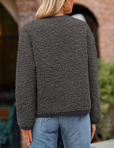 Image of PRETTYGARDEN Women's Faux Fur Coat 2026 Fall Fuzzy Fleece Button up Shearling Cropped Jackets Winter Trendy Outerwear