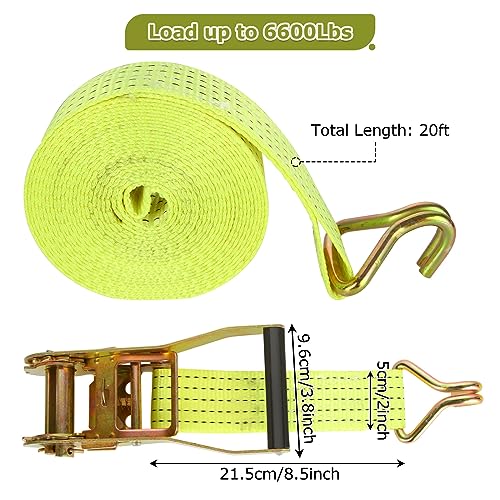 Lishine DOUS-RATCHETSTRAP-3T-4PCS-230601FA 4 Pack 2 Inch Ratchet Straps Heavy Duty 20Ft Tie Down Straps Ratchet thumb #1