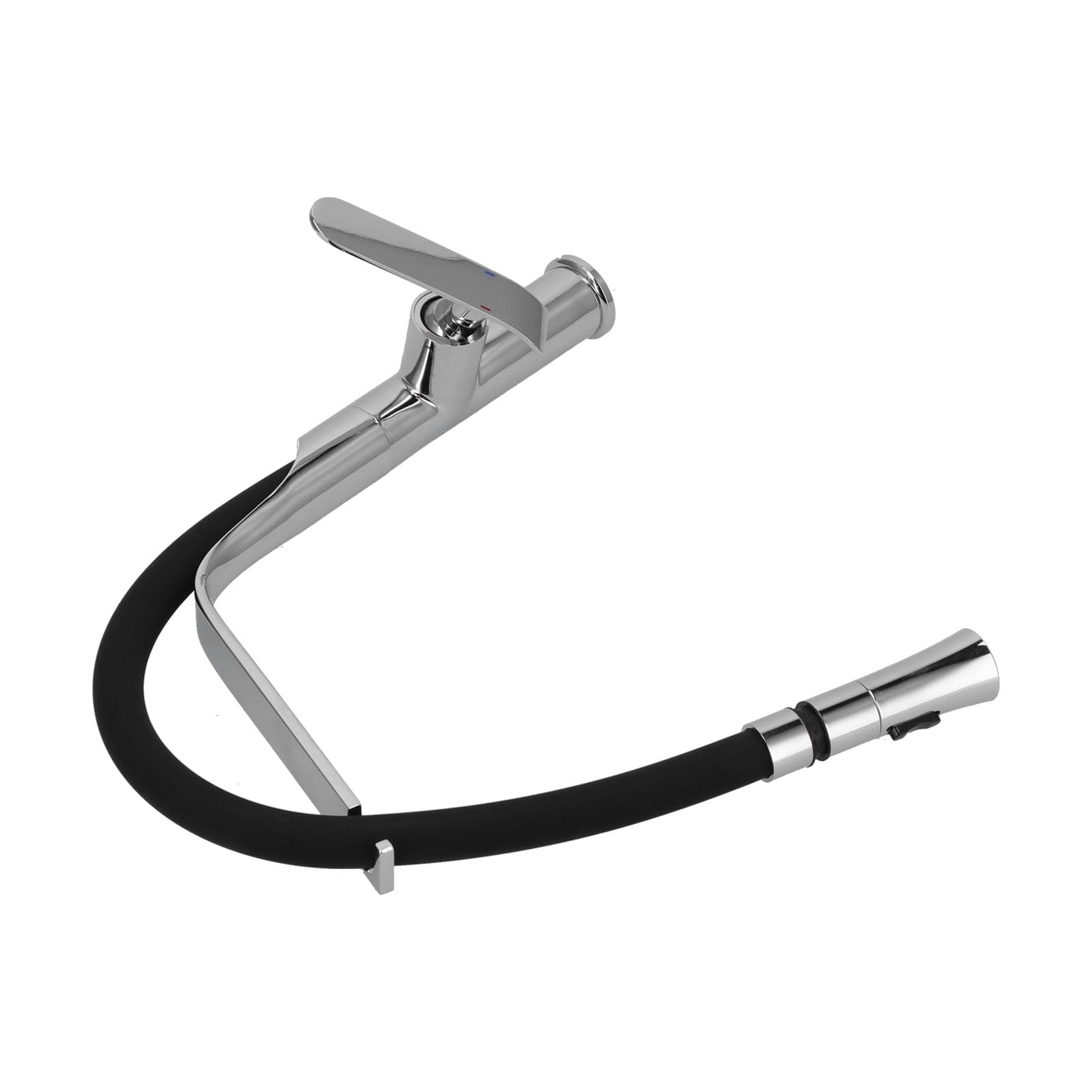 Grifo de cocina extraíble giratorio de 360 ​​​​grados con rociador Grifo monomando moderno de latón para fregadero Negro Plata alto Agua fría y caliente