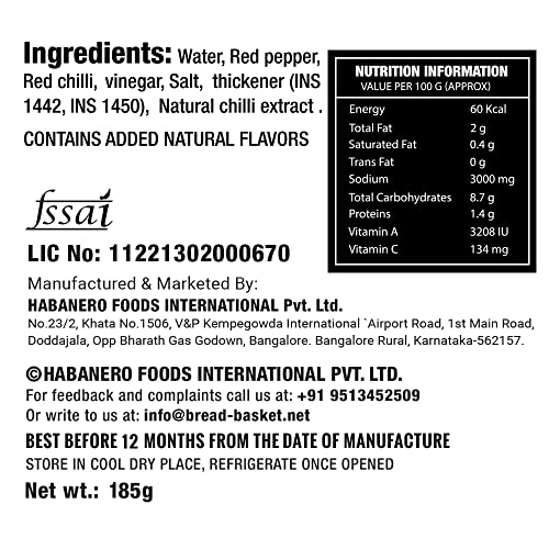 Image of Habanero Hot chilli Sauce |Gluten Free | Vegan and Natural Ingredients (185 grams) Habanero Hot chilli Sauce l Gluten Free | Vegan and Natural Ingredients (100 grams) Enjoy with Fried Rice, Burger,Noodles,Nachos, Momos |