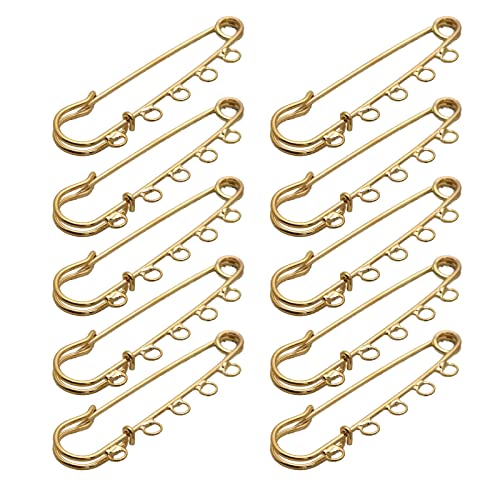 EINCORN 10PCS Heavy Duty Safety Pins Brooch Pins with 5 Holes for Blankets Skirts s Knitted Fabric Craft Safety Brooch Pins, As the Picture Shows