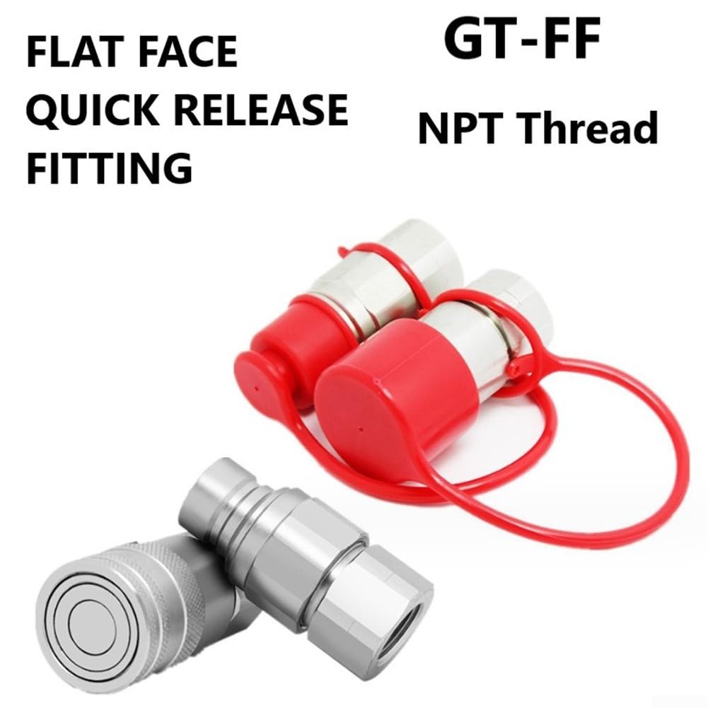 1 set di giunti rapidi idraulici a faccia piatta, senza fuoriuscite, standard ISO 16028, diverse dimensioni disponibili, alte pressioni di esercizio, facili da pulire (NPT 2,5-10,2 cm)