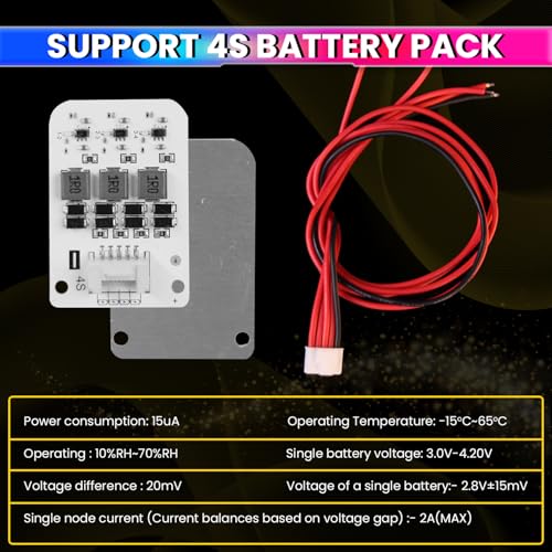 Image of amiciSolar 4S 2A Active Balancer Board for LFP LiFePO4 Lithium Li-ion Lipo LTO Battery Packs - Inductive Energy Equalization for 3.0V~4.2V Cells, Efficient Voltage Balancing