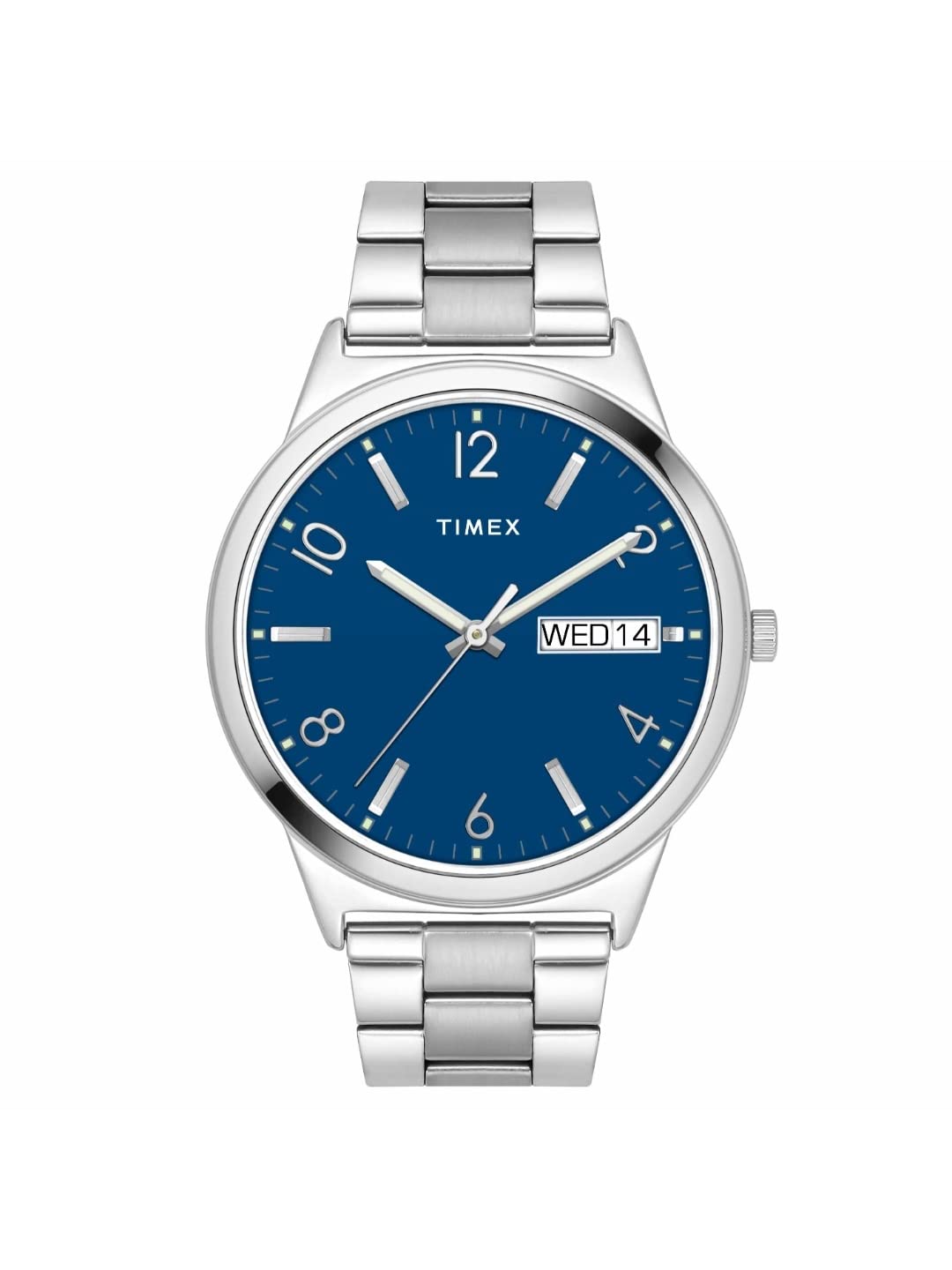 TIMEX Men Stainless Steel Classics Collection Multifunction Analogue Blue Dial Coloured Quartz Watch, Round Dial with 41Mm Case Width - Twtg10003, Band Color-Silver (B0BYZCJZRC) Amazon Price History, Amazon Price Tracker
