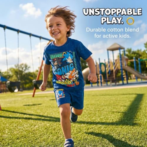 Image of SEGA Sonic the Hedgehog French Terry T-Shirt and Shorts Outfit Set Toddler to Big Kid Sizes (2T - 14-16)