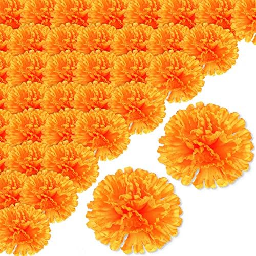 Flores De Cempasuchil 100 Pcs Artificial Marigold Flowers, 3.5