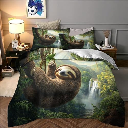 Housse de Couette Paresseux 3D Microfibre Hypoallergique