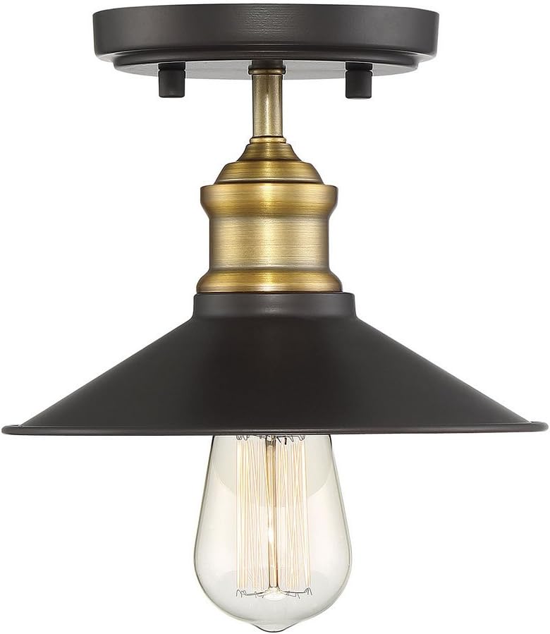 TW60045ORBNB Industrial Vintage Retro Metal Shade Loft Close to Ceiling Semi-Flush