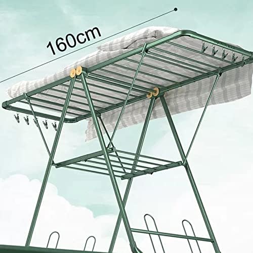 Foldable Clothes Drying Rack Foldable Portable Space Saving Clothes Drying Rack, Aluminium Drying Rack, Adjustable Height with Spread Wings, for Laundry, Bathroom, Balcony