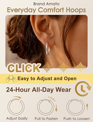 MILACOLATO 2Pcs Silber kleine Creolen Damen Männer Hypoallergene 316L Chirurgenstahl Knorpel Tragus Helix Daith Sleeper Scharnier Creolen Huggie Ohrringe 16G Nasenring Lippenring Piercing Schmuck