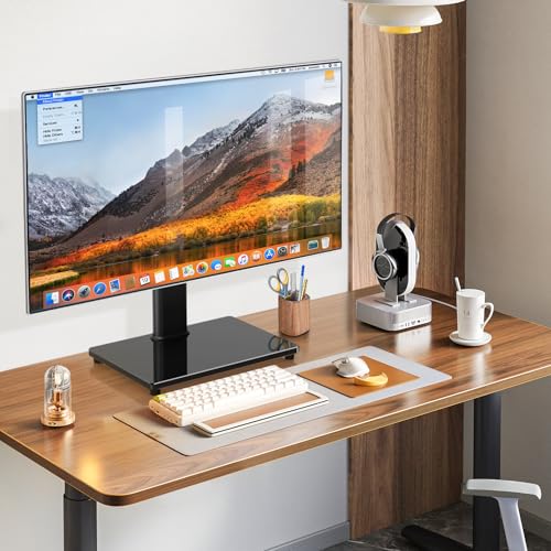 Rfiver Universal Swivel Tabletop TV Stand for Flat Screens 23 24 26 32 39 40 42 43 Inch, Heavy Duty Center Pedestal Stand Replacement with Black Tempered Glass Base and Height Adjustable Mount by Rfiver - Image 9