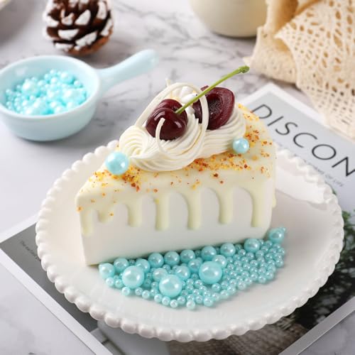 Image of Blue Sprinkles for Cake Decorating, 130g /4.6oz Edible Light Blue Pearl Sprinkles Mix, Sugar Candy Pearls for Baking, Cookie Decoration and Cupcake Toppings, Wedding Shower Party Winter Supplies